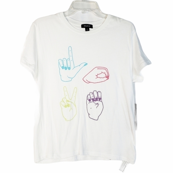 WILDFOX Love Signs Keke tee shirt sign language - Picture 1 of 6